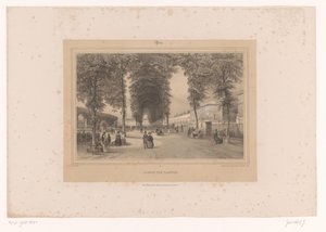 Näkymä Jardin des Plantesille Jardin des Plantes (otsikko esineessä) Kasvot Pariisissa ja sen ympäristössä (sarjan nimi) Paris (sarjan nimi esineellä) tekijältä Louis Julien Jacottet
