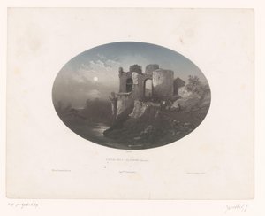 Näkymä Four Heemskinderenin linnan raunioille Château des 4 fils Aymond (Gironde) (otsikko esineessä)
