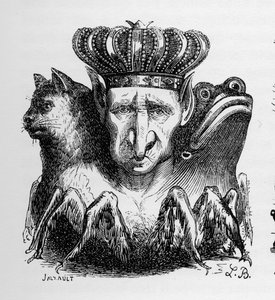 Bael - Baal - (demoni) - Bael on helvetin vallan pää - Collin de Plancyn "" Le dictionnaire infernal" - kaiverruksessa L. Breton. Pariisi