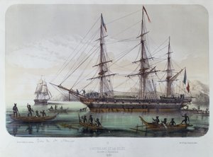 Astrolabe ja Zelee vierailemassa Nuku Hivan saarella Ranskan Marquesassaarilla tekijältä Louis Le Breton