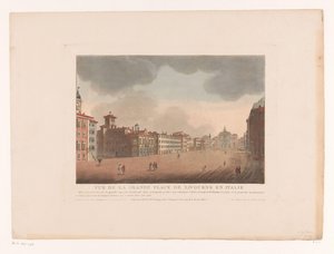 Näkymä Piazza Grandelle Livornossa Vue de la Grande Place de Livourne en Italy (otsikko esineessä) Kaupunkimaisemat Italiassa, Espanjassa ja Egyptissä (sarjan nimi)