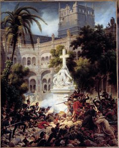 Zaragozan (Zaragoza) piiritys ja valloitus: San Engracian luostarin hyökkäys 8. helmikuuta tekijältä Louis Lejeune