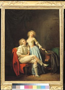 Pariskunta paenneen linnun kanssa (öljy kankaalle) tekijältä Louis Leopold Boilly