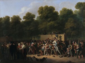 Viinin ja ruoan jakelu Champs-Elysées