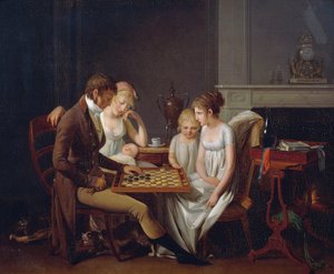 Maalaus perhepelistä tammi, n. 1803, Louis Leopold Boilly (1761-1845), öljy kankaalle, Ranska tekijältä Louis Leopold Boilly