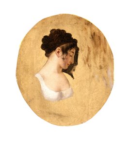 Nuoren naisen pään profiili, noin 1794 (öljy paperille kankaalle). tekijältä Louis Leopold Boilly