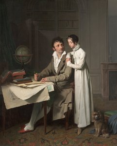 Maantiedon oppitunti Monsieur Gaudryn ja hänen tyttärensä muotokuva tekijältä Louis Leopold Boilly