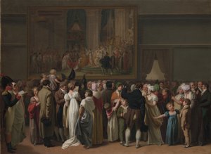 Yleisö katselee Davidin "kruunaamista" Louvressa tekijältä Louis Leopold Boilly