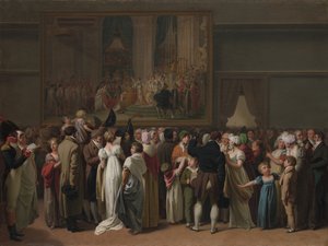 Davidin kruunajaisten julkinen katselu Louvressa, 1810. tekijältä Louis Leopold Boilly