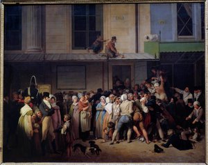 Epäselvän sarjakuvan teatterin sisäänkäynnissä on vapaa esitys Louis Leopold Boillyn (1761-1845) Sun maalaus. 0,66x0,80 m. tekijältä Louis Leopold Boilly