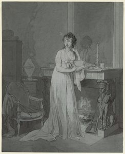 Nainen takan edessä tekijältä Louis Leopold Boilly