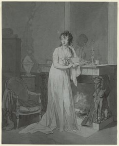Nainen takan edessä, n. 1803. tekijältä Louis Leopold Boilly
