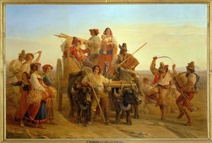 Sadonkorjuukoneiden saapuminen Pontinsin suolle ... tekijältä Louis Leopold Robert