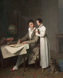 Maantiedon oppitunti (Monsieur Gaudryn ja hänen tyttärensä muotokuva) tekijältä Louis Leopold Boilly
