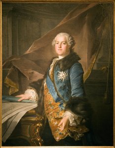 Abel Francois Poissonin, Marquis de Marignyn (1727-1781), kuninkaan rakennusten päällikön muotokuva, Louis Tocquen (1696-1772) öljymaalaus kankaalle. Valokuvaus, KIM Youngtae, Pariisi, Musee Carnavalet.