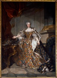 Muotokuva Marie Lesczinskasta (Lesczynska) (1703-1768) Ranskan kuningatar Louis Tocquen (1696-1772) maalaus 1740 su. 2,77x1,91 m - Marie Leczinskan (Leszczynska) (1703-1768) muotokuva - Louis Tocquen (1696-1772) maalaus, öljy kankaalle (277x7x191 cm) tekijältä Louis Tocqué