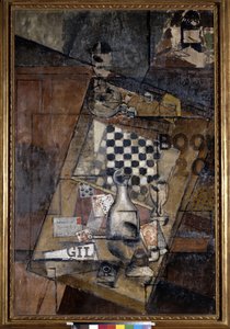 Asetelma shakin kanssa. Louis Markuksen maalaus, joka tunnetaan nimellä Louis Marcoussis (1878-1941)