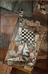 Louis Markuksen asetelma shakkimaalaus Louis Marcoussis (1878-1941) 1912 su. 143x97 cm Pariisi, Musee National d