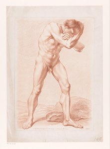 Pysyvä alaston mies kädet ristissä päänsä ympärillä tekijältä Louis Marin Bonnet (attributed to)