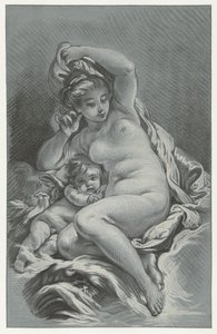 Venus Cupidossa Venus ja Amor delfiinillä tekijältä Louis Marin Bonnet