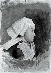 Bretagnen talonpoikanainen, 1884. tekijältä Louis Michel Eilshemius