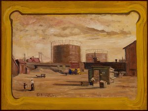 Kaasusäiliöt End of 23rd Streetissä, New Yorkissa, 1909. tekijältä Louis Michel Eilshemius