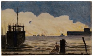 Tyttö laiturilla, c. 1900. tekijältä Louis Michel Eilshemius