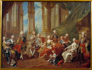 Espanjan kuningas Philip V (1683 - 1746) perheineen. Luonnos: Louis Michel Van Loo (1707-1771) tekijältä Louis Michel van Loo