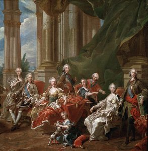 Espanjan kuninkaan Philip V:n muotokuva perheineen, yksityiskohta (öljy kankaalle tekijältä Louis Michel van Loo