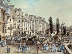 Näkymä Saint Paulin satamaan Pariisissa vuonna 1782 Promenades Seinen rannalla. Piirustus Louis de Lespinasse (1734-1808) 1782 Paris, Musee Carnavalet
