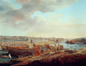Telakka: "" Brestin kaupunki"" Yksityiskohta. Louis Nicolas van Blarenberghen (1716-1794) maalaus 1774