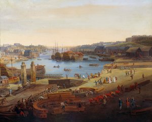 Telakka: "" Brestin satama"" Yksityiskohta. Louis Nicolas van Blarenberghen (1716-1794) maalaus 1774 Brest, Musee des Beaux Arts