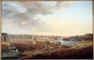 Telakka: "" Brestin satama"" Louis Nicolas van Blarenberghen (1716-1794) maalaus 1774 su. 1,25 x 1,93 m Brest, Musee des Beaux Arts