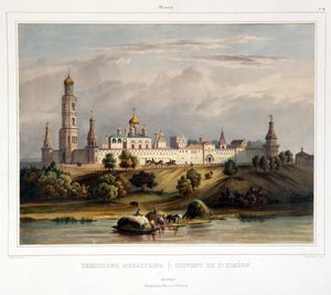 Pyhän Simonin luostari (Simeon), Moskova (näkymä Simonovin luostarista Moskovassa). Louis Pierre Alphonse Bichebois