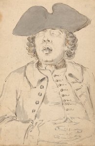 Mies nukkuu suu auki ja kädet ristissä tekijältä Louis Philippe Boitard