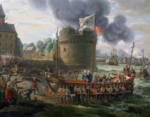 Louis XVI vierailee Cherbourgin satamassa 23. kesäkuuta tekijältä Louis Philippe Crepin