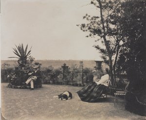 Nimetön (Mies ja nainen rentoutumassa), n.1854 (suolapaperipainatus märkäkollodionnegatiivista lasille).