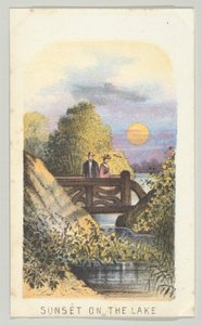 Posta de sol al llac, de la sèrie, Views in Central Park, Nova York, Part 2, 1864. finlandès tekijältä Louis Prang