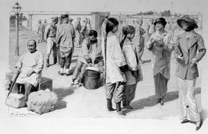Kiinalaiset ja eurooppalaiset matkailijat Trans-Siperiasta välilaskun aikana. 1913. Ill. de Sabatier