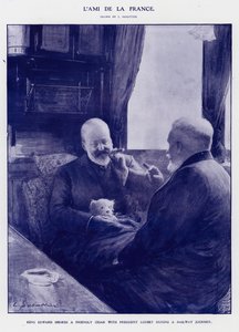 Kuningas Edward VII junamatkalla Ranskan presidentin Emile Loubetin kanssa (litho) tekijältä Louis Remy Sabattier