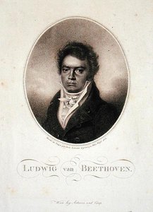 Ludwig van Beethoven (1770-1827), kaiverrus Blasius Hofel (1792-1963) 1814 (mezzotint) tekijältä Louis Rene (after) Letronne