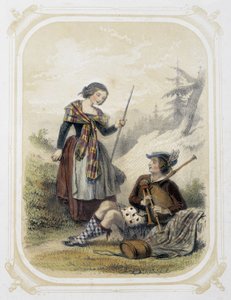 Pariskunta Skotlannissa - "" Nuoren matkustajan albumissa"", kuvittanut Louis Lassalle
