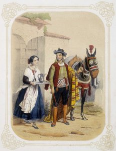 Pariskunta Espanjassa - "" Nuoren matkustajan albumissa"", kuvittanut Louis Lassalle