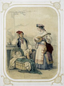 Perhe Napolin kuningaskunnassa, Italiassa - "" Album du jeune voyageur "", kuvittanut Louis Lassalle