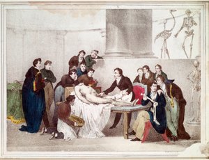 Anatomian oppitunti (litografia tekijältä Louis Thomas Bardel