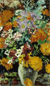 Kukkien maljakko; Maljakko de Fleurs, n. 1930 (öljy kankaalle) tekijältä Louis Valtat
