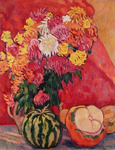 Maljakko pelargonioita ja meloneja tekijältä Louis Valtat