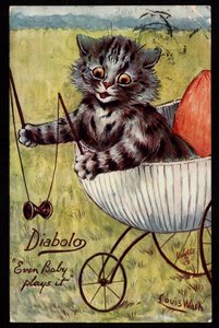 Diabolo. Jopa vauva pelaa sitä. Animaux en posture d