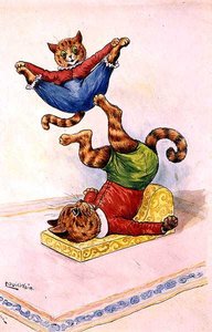 Akrobaatit, n. 1905 tekijältä Louis Wain