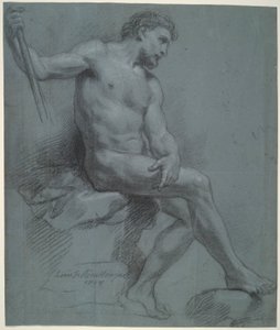 Profiilissa istuva alaston mies tekijältä Louis de Boullogne the Younger